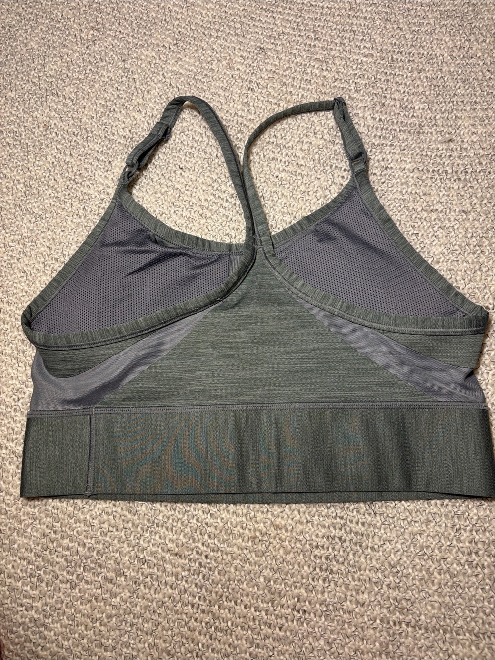 Nike Dri-Fit Indy Olive/Gray Racerback Light Support padded Sports Bra, lg - Picture 3 of 8